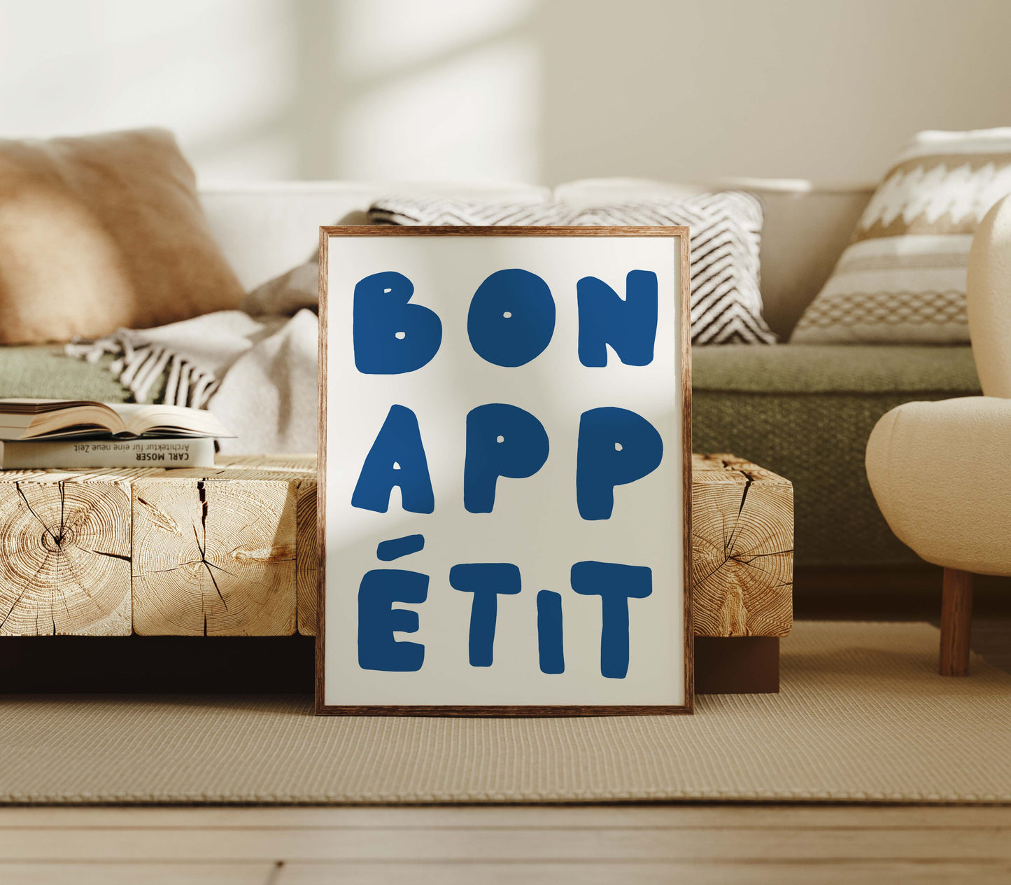 bon appetit blue kitchen print wall poster decor living room