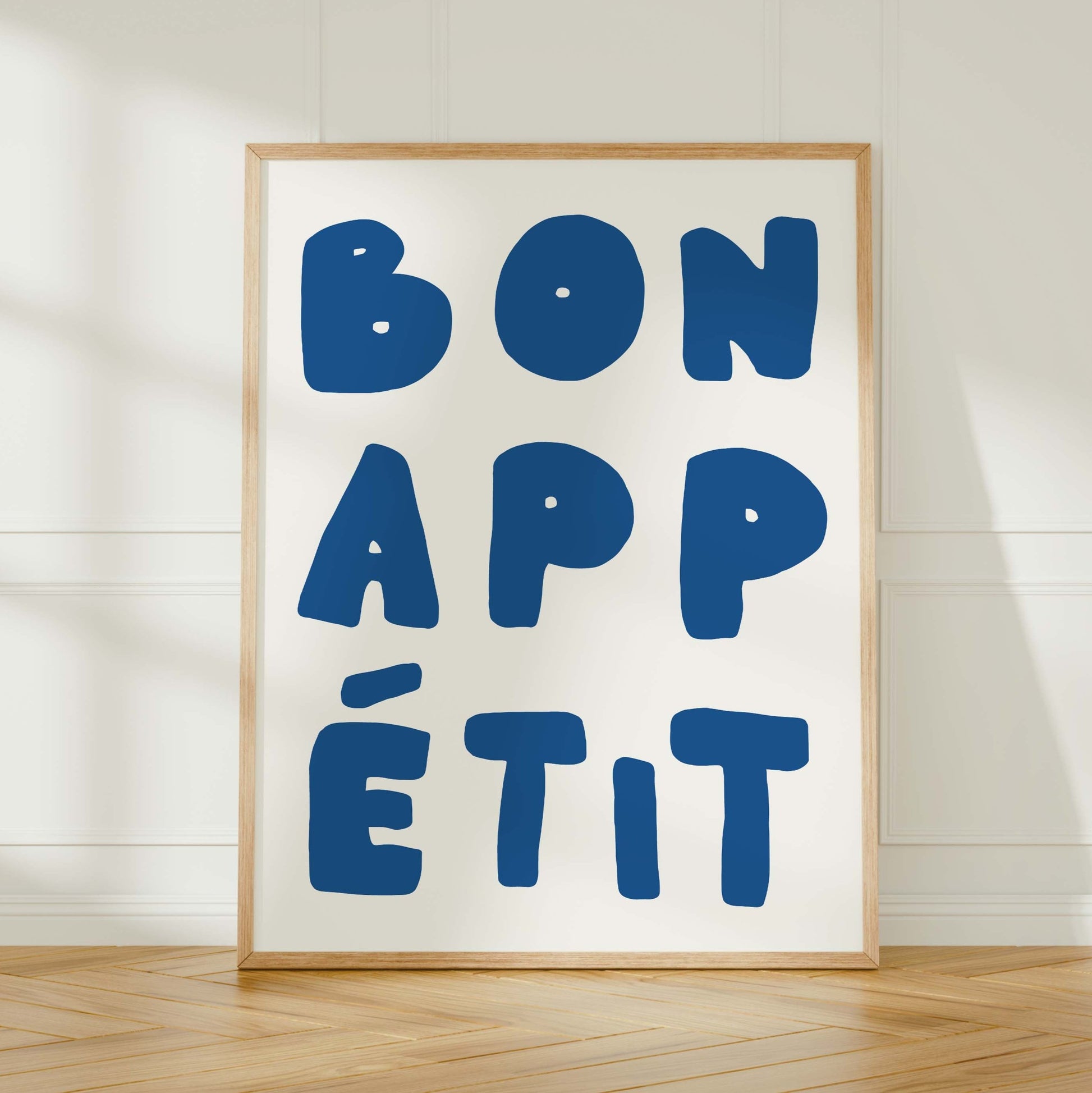 bon appetit blue kitchen print wall poster decor living room