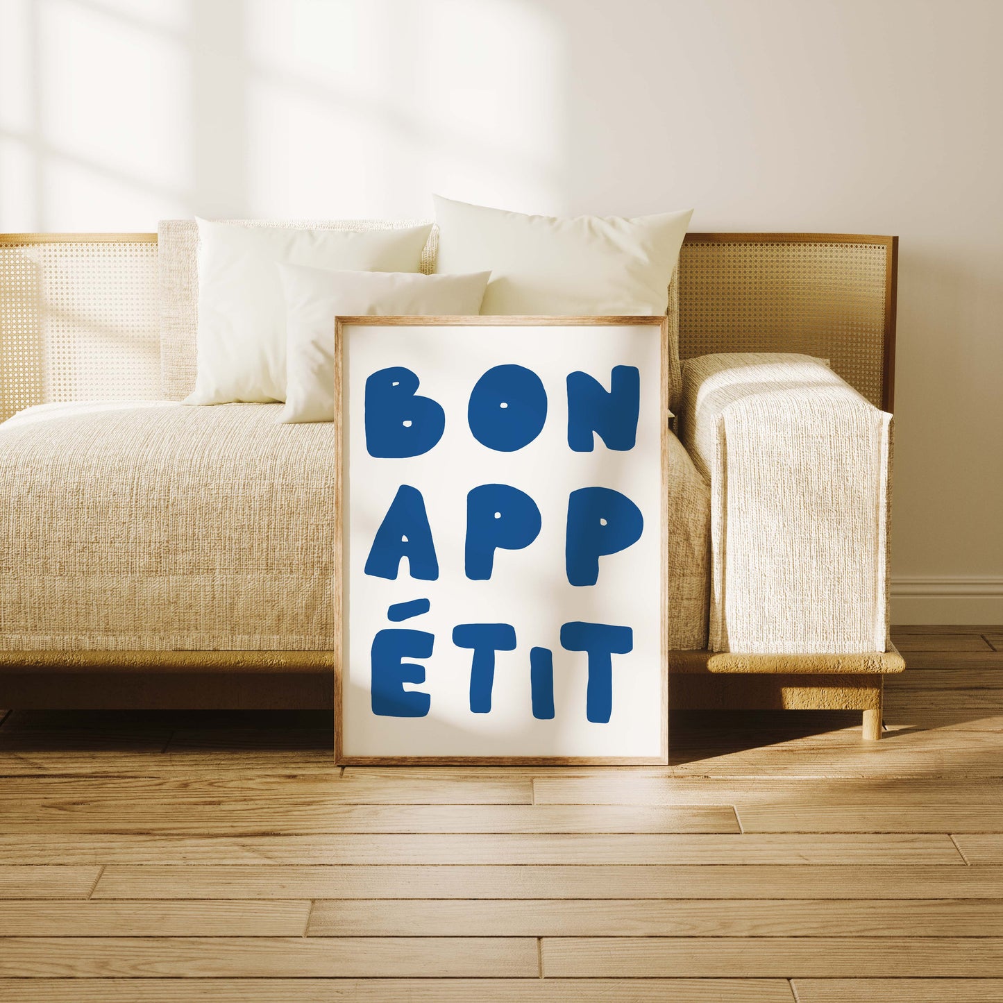 bon appetit blue kitchen print wall poster decor living room