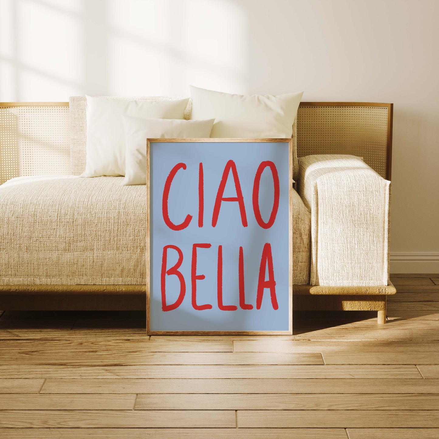 ciao bella blue print wall decor poster italian style typography