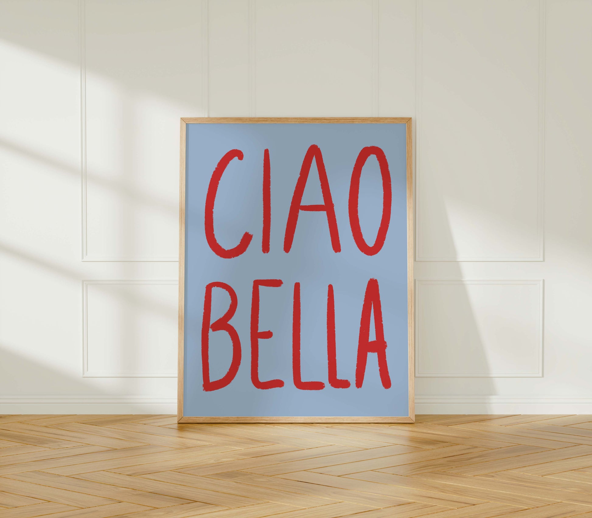 ciao bella blue print wall decor poster italian style typography