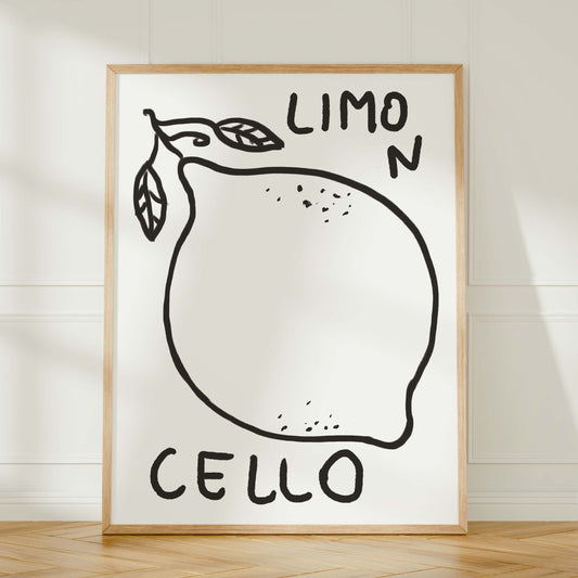 limoncello poster kitchen wall decor hand made drawing print 