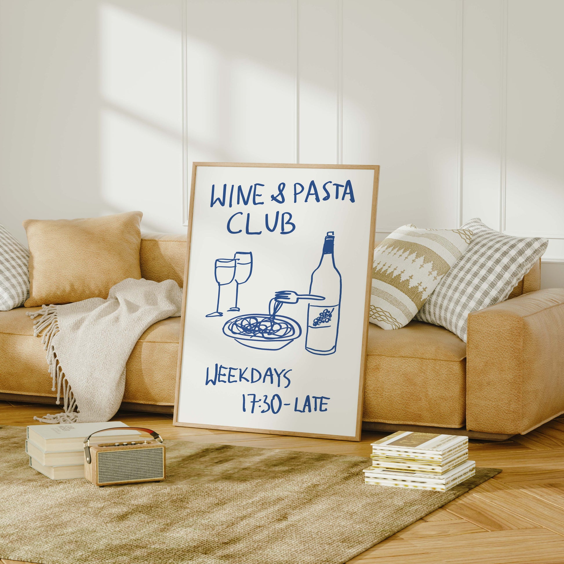 wine and pasta club kitchen hand made drawing quote wall art print simple decor aesthetic living room bedroom  decor gift idea art instant digital download trendy poster typography quote print cart art studio apartment decor pop art