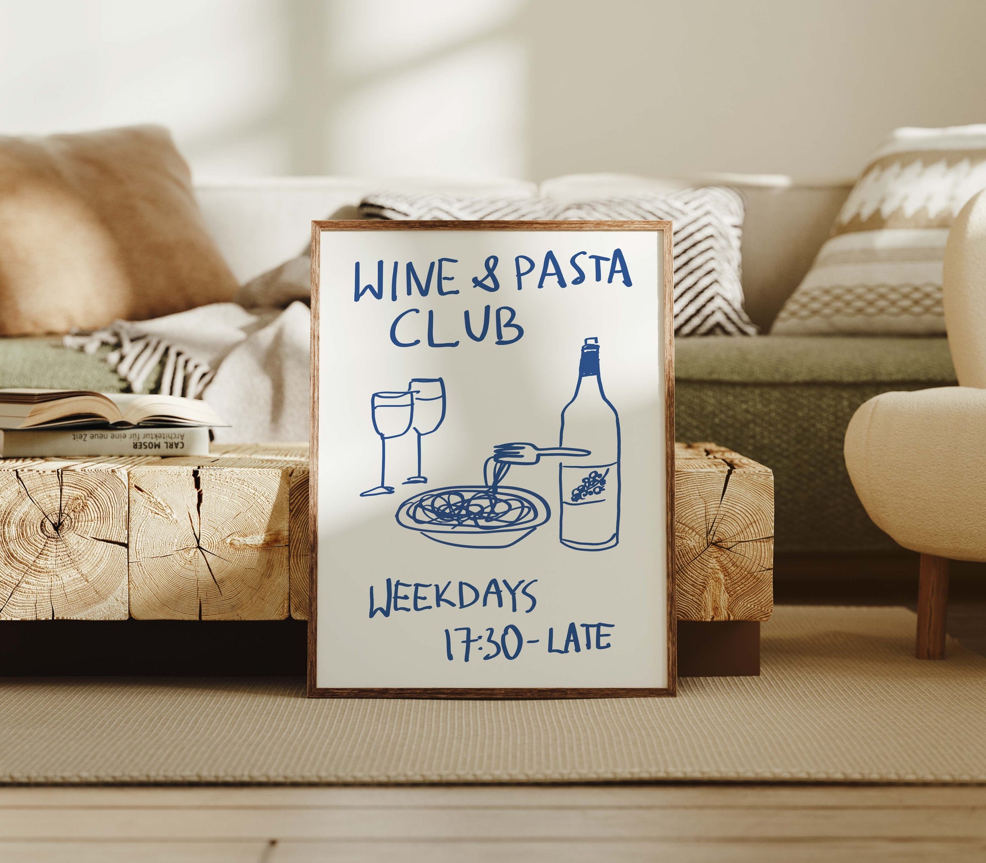 wine and pasta club kitchen hand made drawing quote wall art print simple decor aesthetic living room bedroom  decor gift idea art instant digital download trendy poster typography quote print cart art studio apartment decor pop art