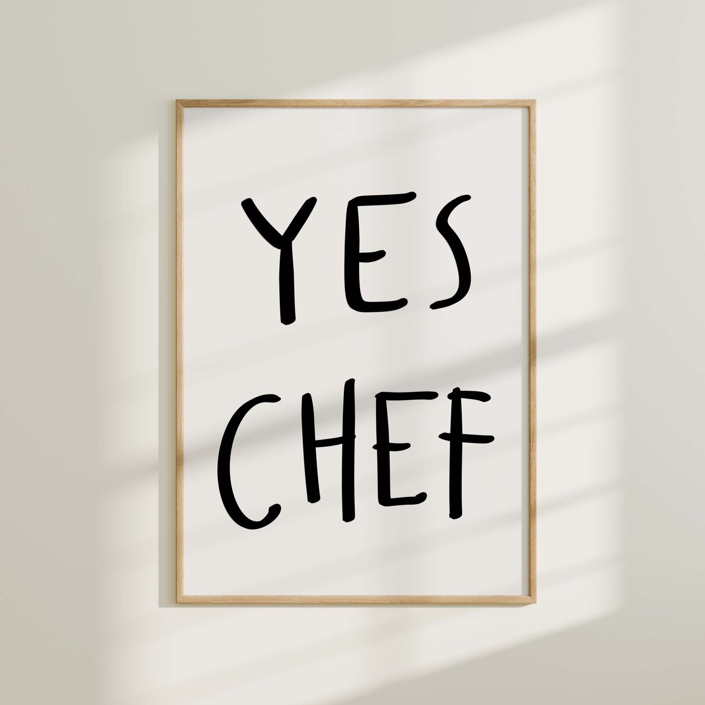 yes chef kitchen wall decor print poster hand drawing quote typography black and white trendy wall decor