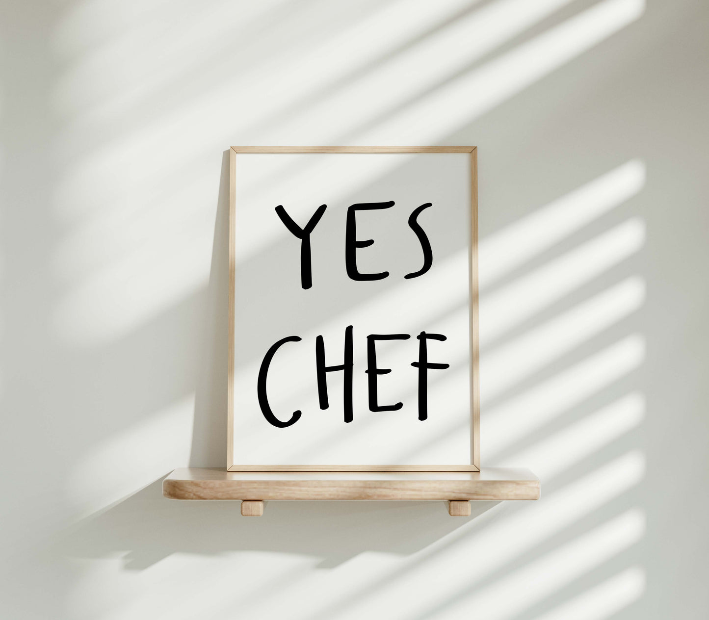 yes chef kitchen wall decor print poster hand drawing quote typography black and white trendy wall decor